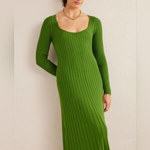 Boden Scoop Neck Knit Sweater Dress Green Size 14L